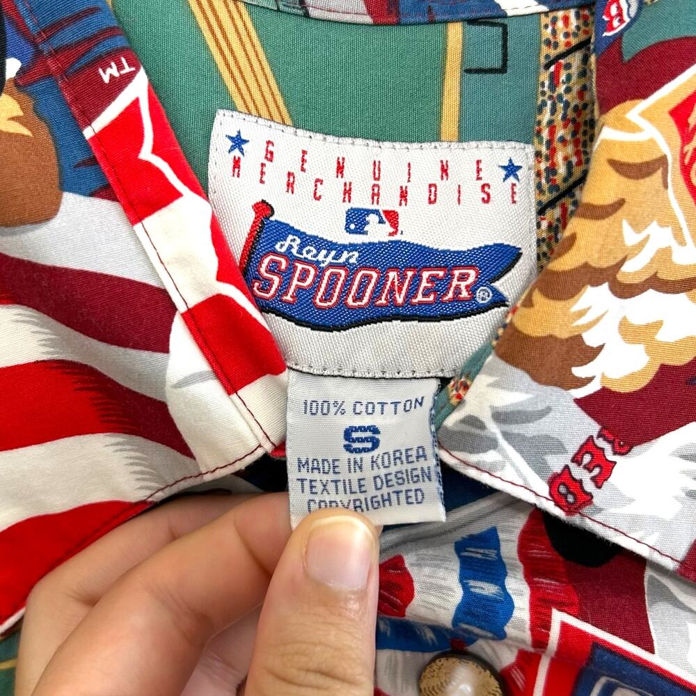 Reyn Spooner Red Sox Scenic Button Up Hawaiian Shirt Vintage Mens Sz S Red Y2K - Picture 3 of 6